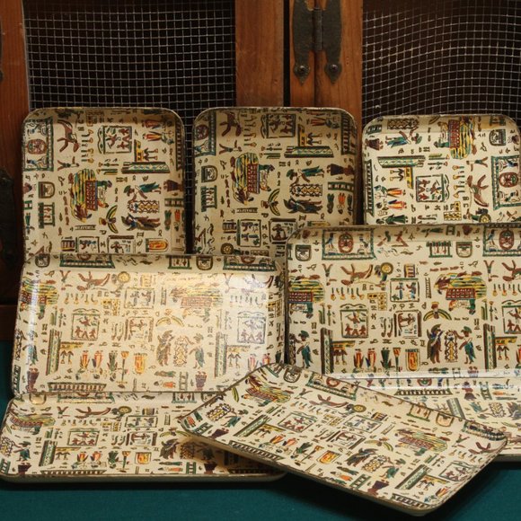 Alfred E Knobler Aztec Southwest Serving Cocktail Tip Trays - Picture 2 of 9